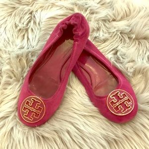 Tory Burch Suede Reva flats in plum. Size 7.5